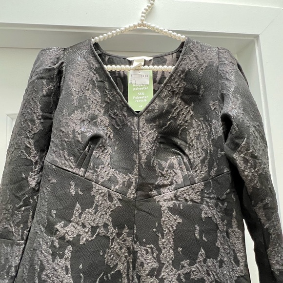 H&M Womens Black Jacquard Dress sz Large - Picture 16 of 16